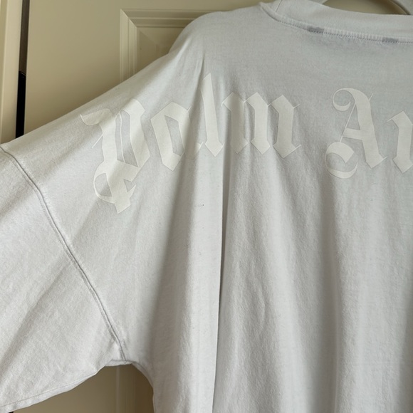 Palm Angels White Classic Logo Over T-Shirt Long Sleeve Crew Neck - Picture 10 of 13